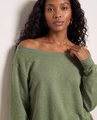 Light Olive $|& SEAS Brooksville One Shoulder Sweatshirt - SOF Back
