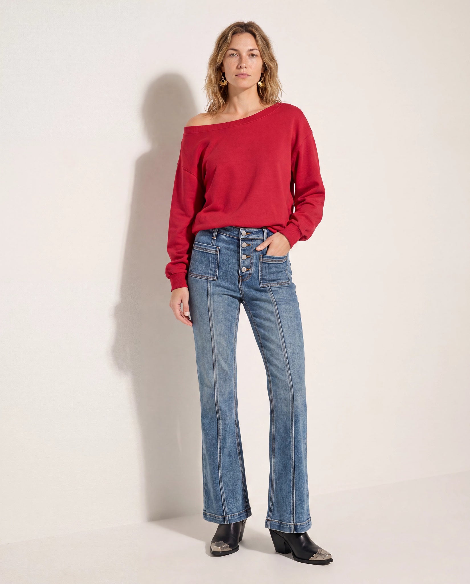 Chili Pepper $|& SEAS Brooksville One Shoulder Sweatshirt - UGC On Fig
