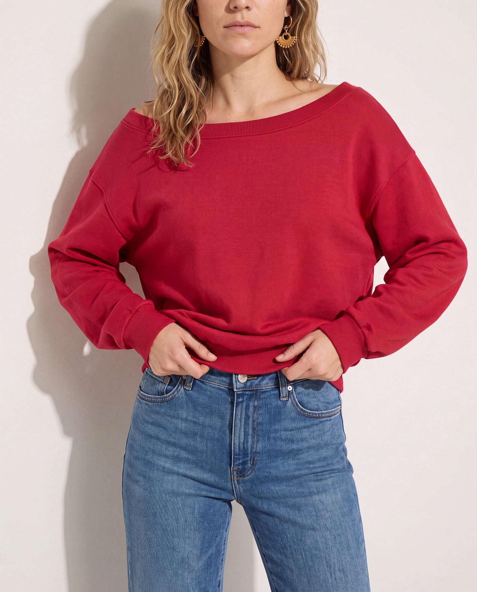 Chili Pepper $|& SEAS Brooksville One Shoulder Sweatshirt - SOF Full Front