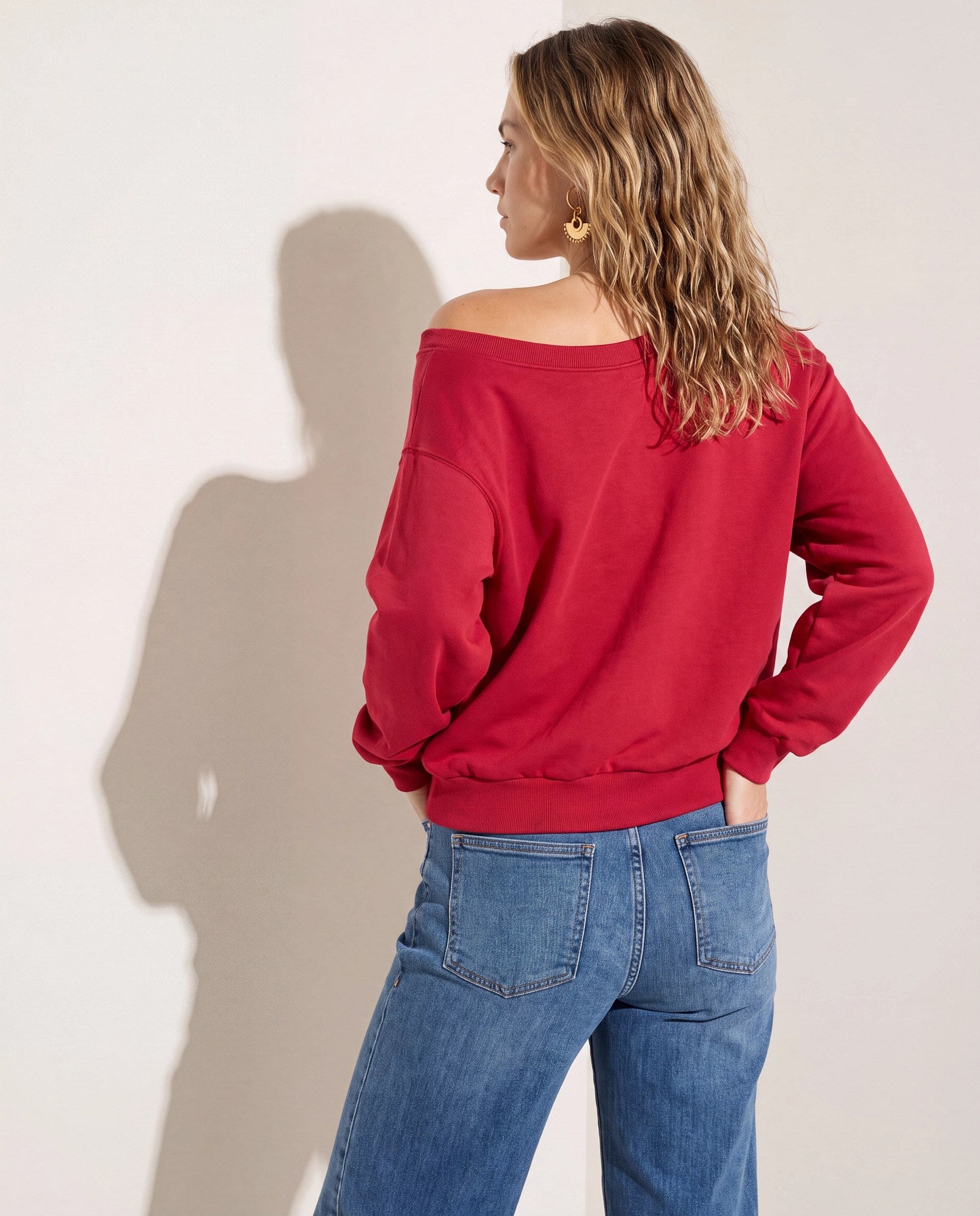Chili Pepper $|& SEAS Brooksville One Shoulder Sweatshirt - SOF Back