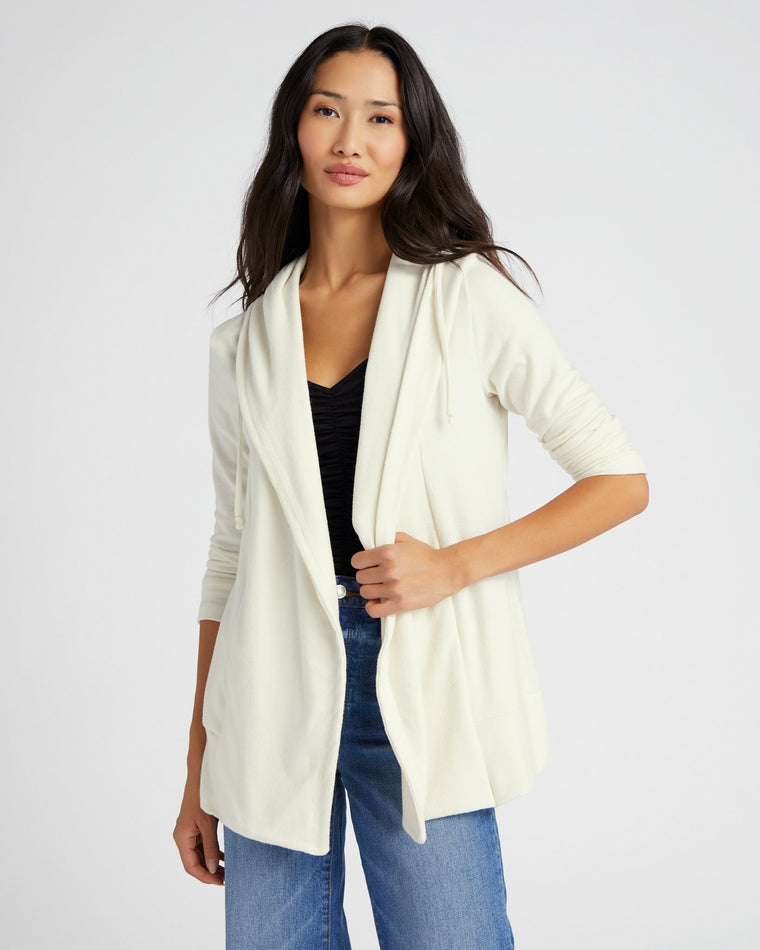 Cream $|& 78 & Sunny Over the Falls Solid Hacci Cardigan - SOF Front