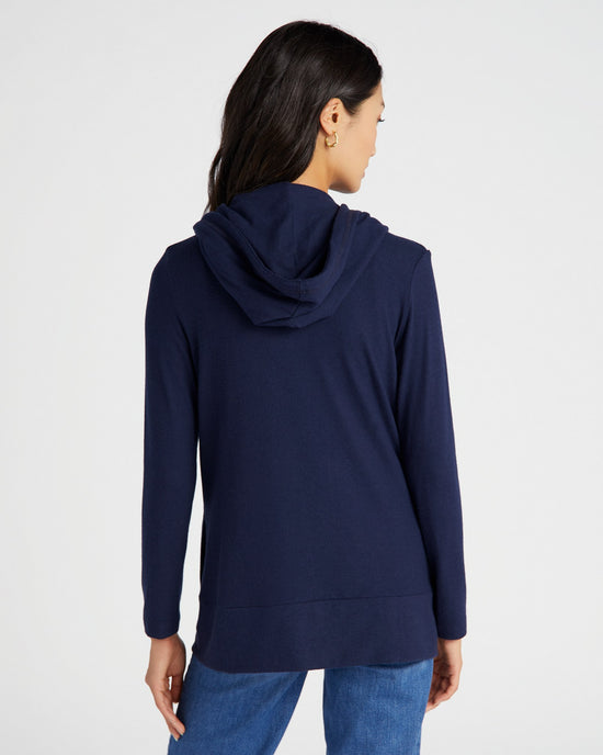 Navy $|& 78 & Sunny Over the Falls Solid Hacci Cardigan - SOF Back