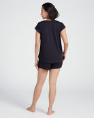 Black $|& Bobeau French Terry V-Neck and Short Set - SOF Back