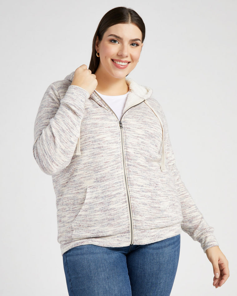 Berry Nightfall Mix $|& B Collection by Bobeau Remington Sherpa Hoodie - SOF Front