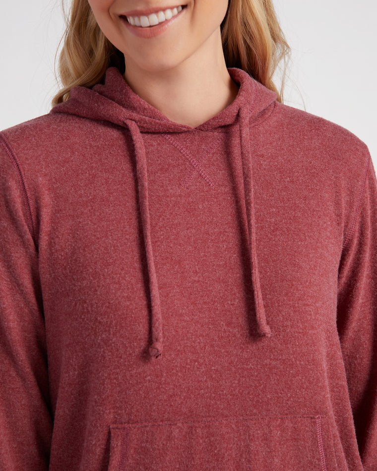 Heathered Cabernet $|& 78 & Sunny Hacci Pocket Hoodie - SOF Detail