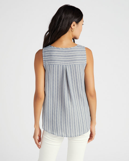 Blue Stripe $|& West Kei Sleeveless Wrap Front Stripe Top - SOF Back