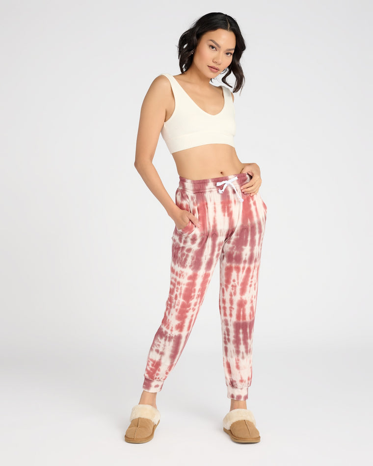 Rose Brown Linear Dye $|& 78 & Sunny Coral Terrace Tie Dye Jogger - SOF Full Front