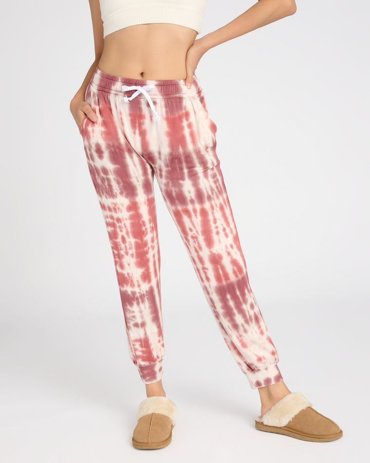 Rose Brown Linear Dye $|& 78 & Sunny Coral Terrace Tie Dye Jogger - SOF Front