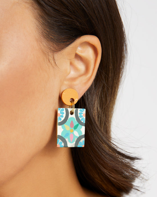 Blue/Multi $|& Sunshine Tienda Azulejos Single Tile Earrings - SOF Front