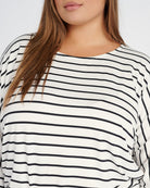Ivory/Black $|& Bobeau 3/4 Sleeve Striped Butter Knit Dolman Tee - SOF Detail