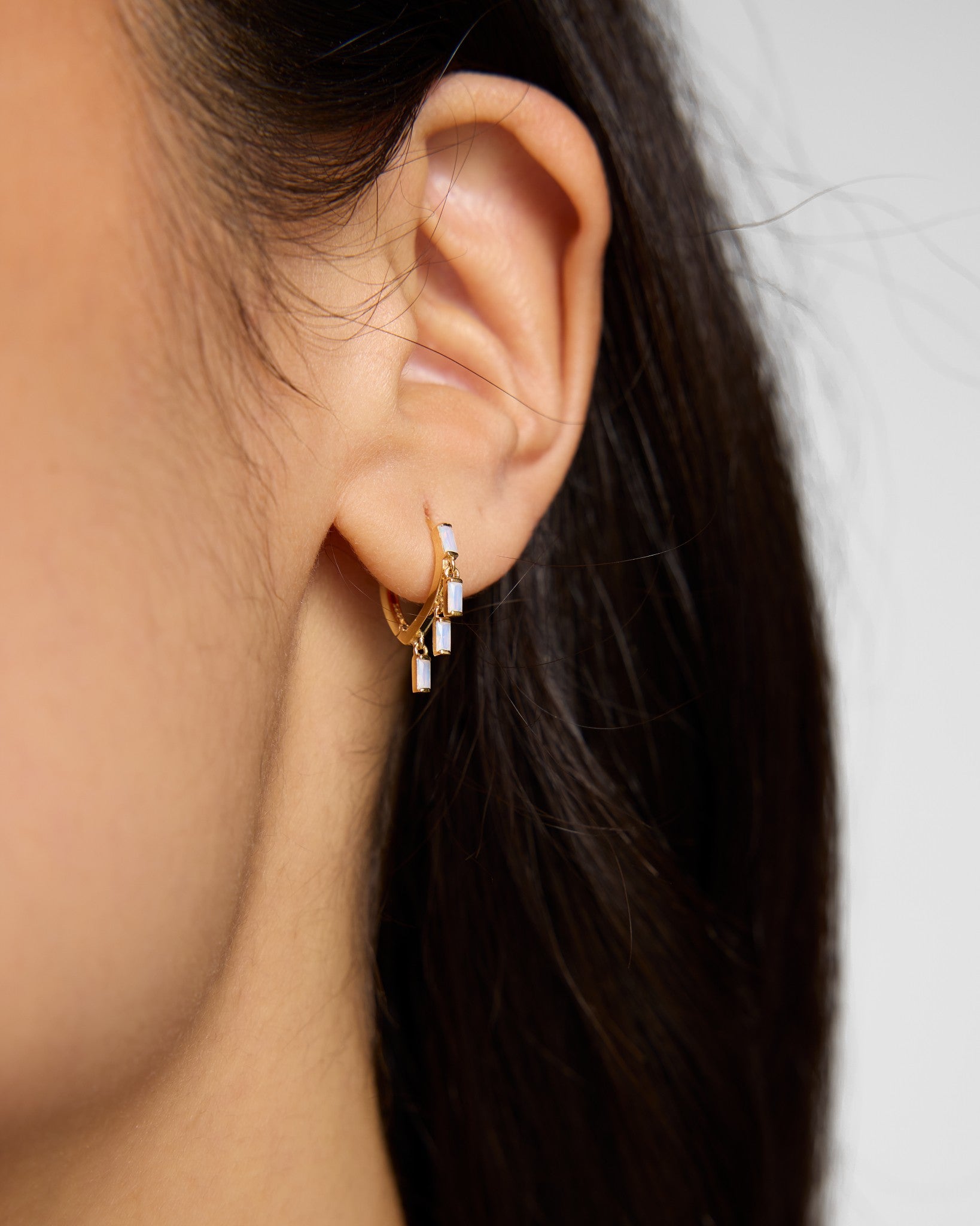 14k Gold $|& Native Gem Floating Opal Huggies