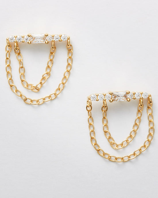 14k Gold/White $|& Native Gem Waterfall Earrings - Hanger Detail
