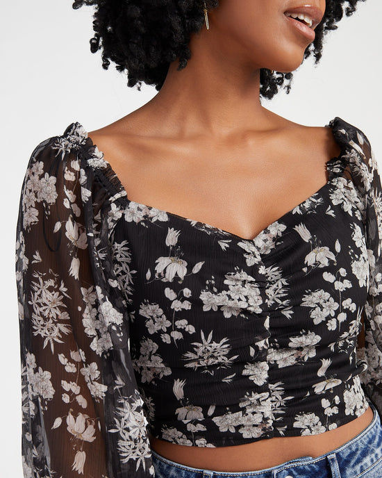 Black Multi $|& Lush Floral Printed Top - SOF Detail