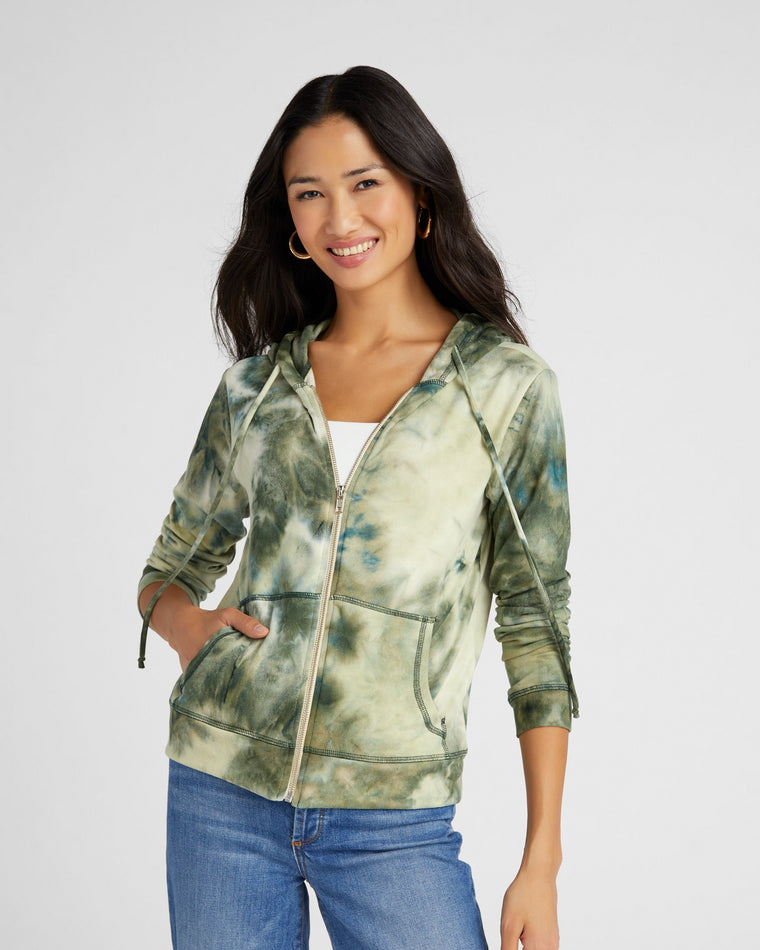Green $|& 78 & Sunny Union Square Tie Dye Zip Up - SOF Front