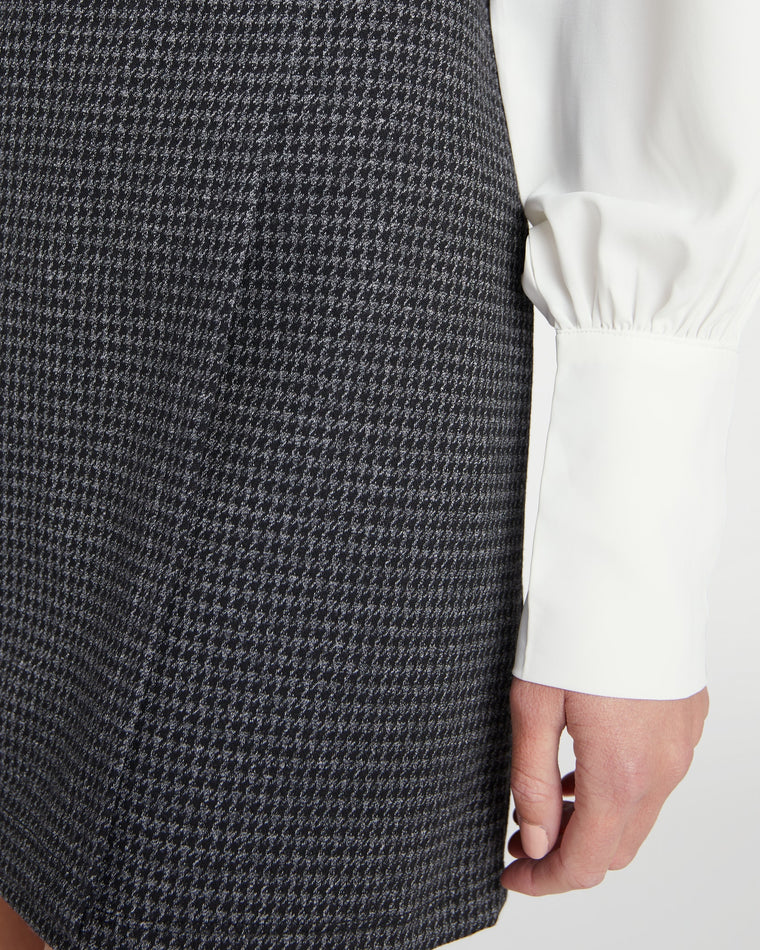 Black/Charcoal Marled Houndstooth $|& Max Studio Faux Wrap Skirt - SOF Detail