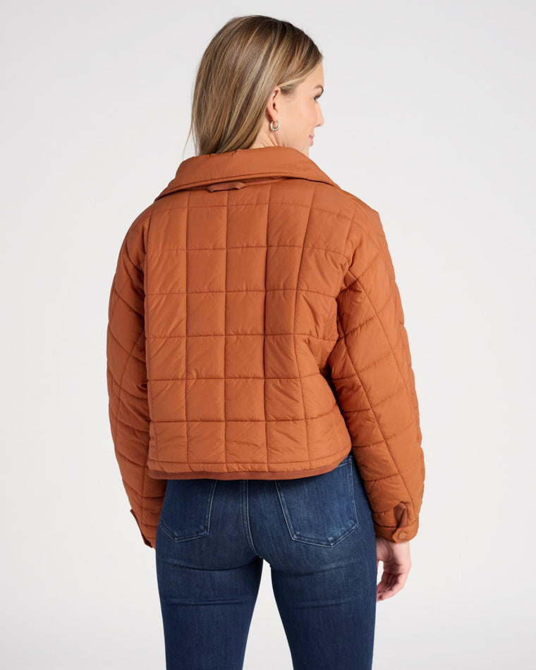 Brown $|& Vanilla Bay Cropped Quilted Puffer Jacket - SOF Back