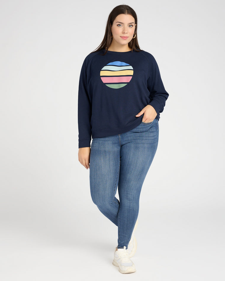 Navy $|& 78 & Sunny Sunset Graphic Sweatshirt - SOF Full Front