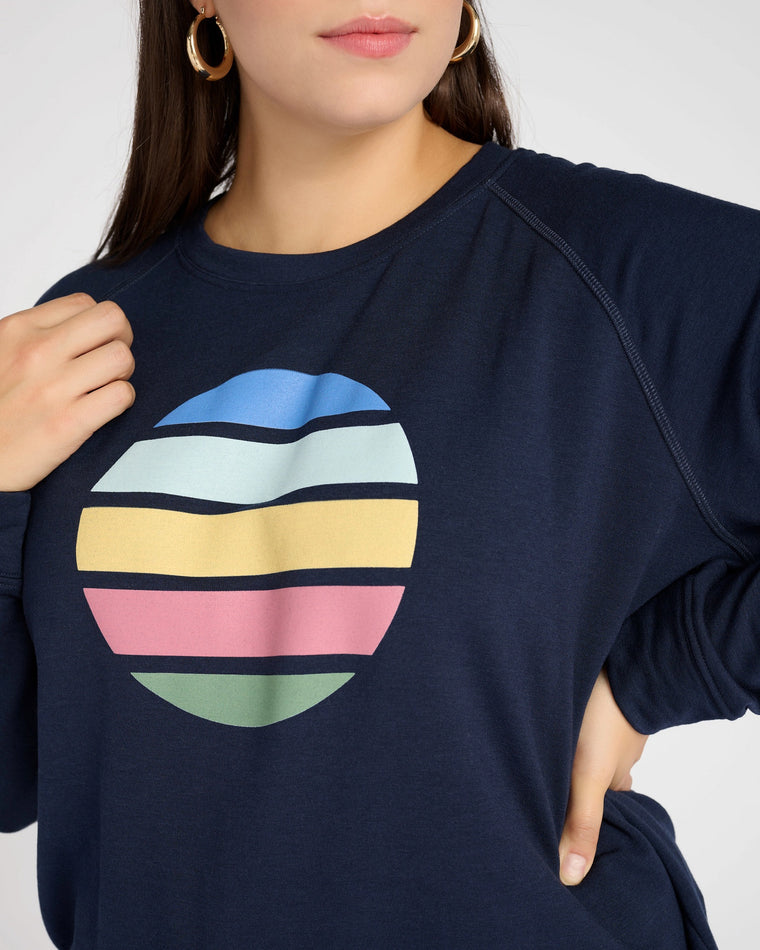 Navy $|& 78 & Sunny Sunset Graphic Sweatshirt - SOF Detail