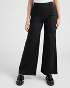 Black $|& Max Studio High Waist Front Seam Wide Leg Ponte Pant - SOF Front