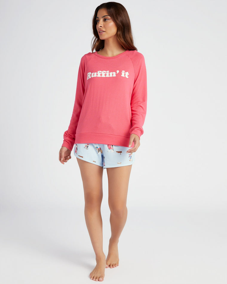Cherry $|& PJ Salvage Ruffin It Pullover - SOF Full Front
