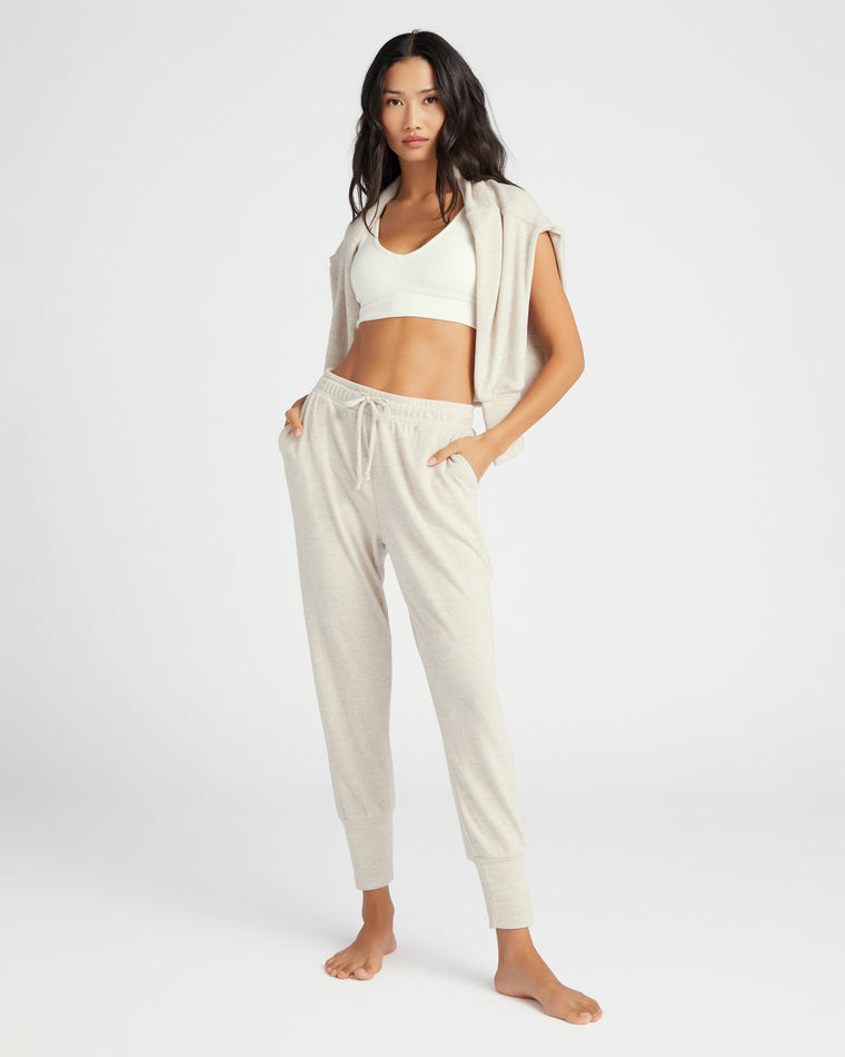 Taupe/White $|& 78 & Sunny Dreamy Hacci Lounge Pant - SOF Full Front