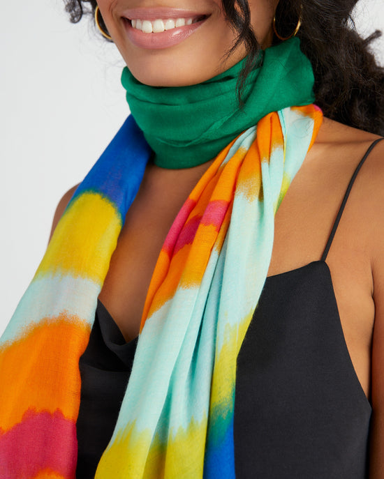 Green $|& Joy Susan Horizontal Tie Dye Scarf - SOF Detail