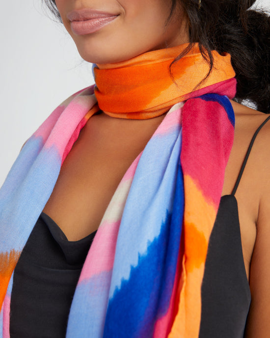 Orange $|& Joy Susan Horizontal Tie Dye Scarf - SOF Detail