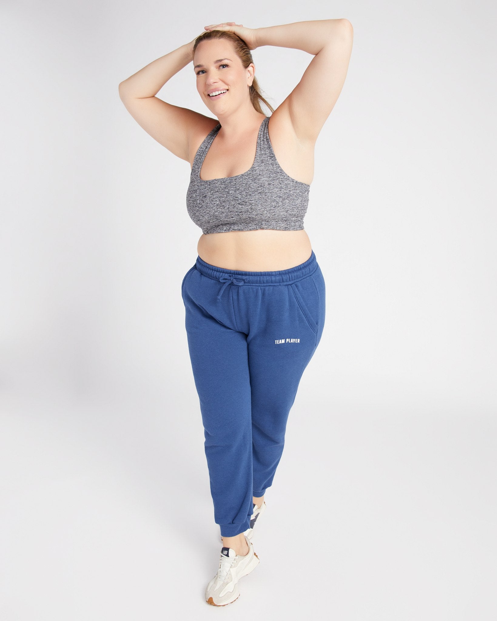 Heather Grey $|& Interval Spacedye Square Neck Open Back Bra - SOF Full Front