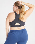 Heather Charcoal $|& Interval Spacedye Square Neck Open Back Bra - SOF Back