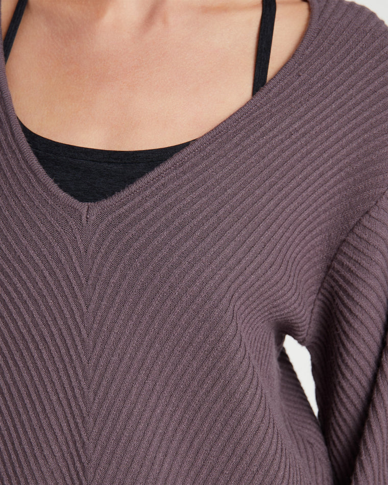 Berry Wine $|& Glyder Luxury Ribbed Sweater - SOF Detail