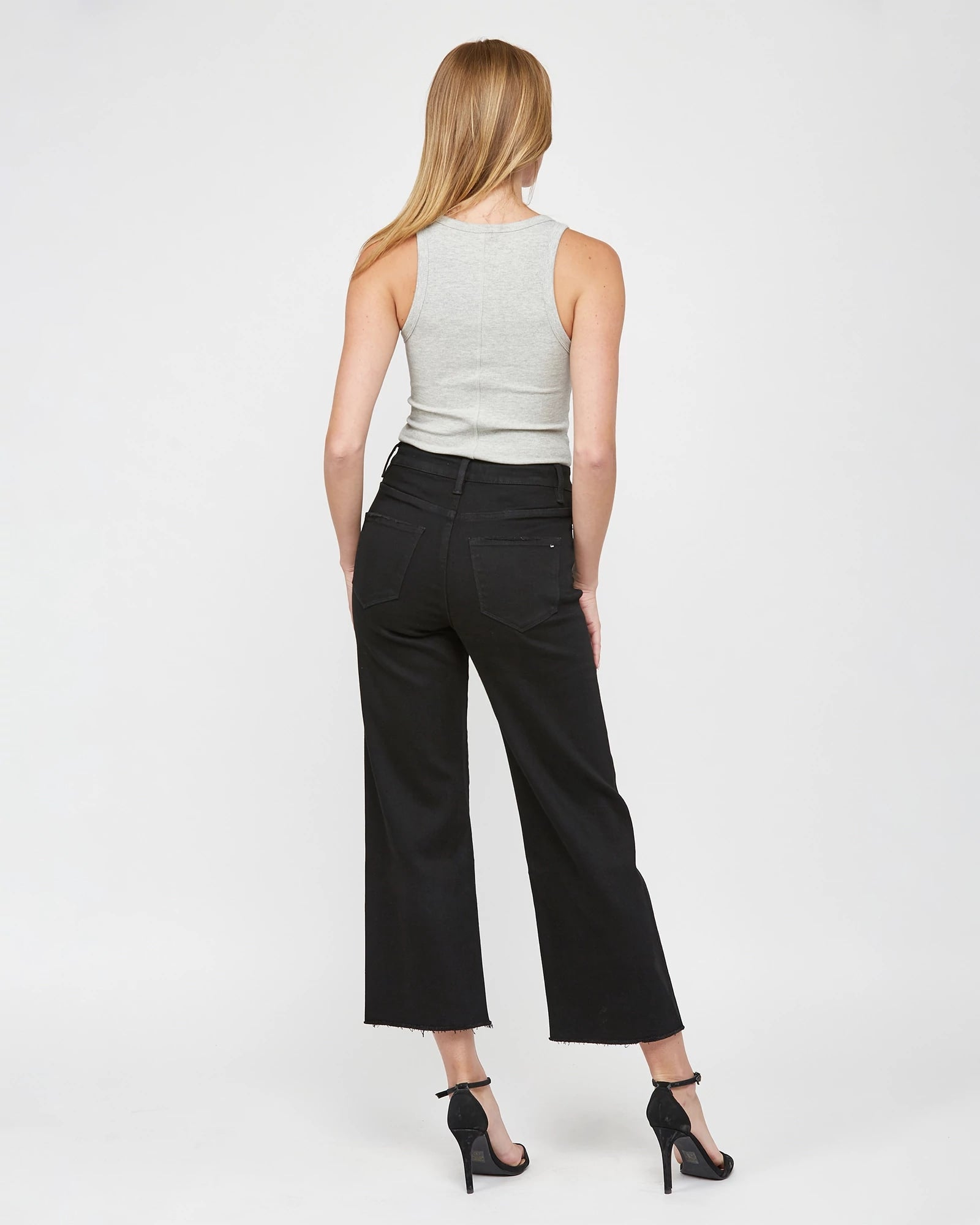 Black Beauty $|& Mica Denim Wide Leg Cropped Jeans - VOF Back
