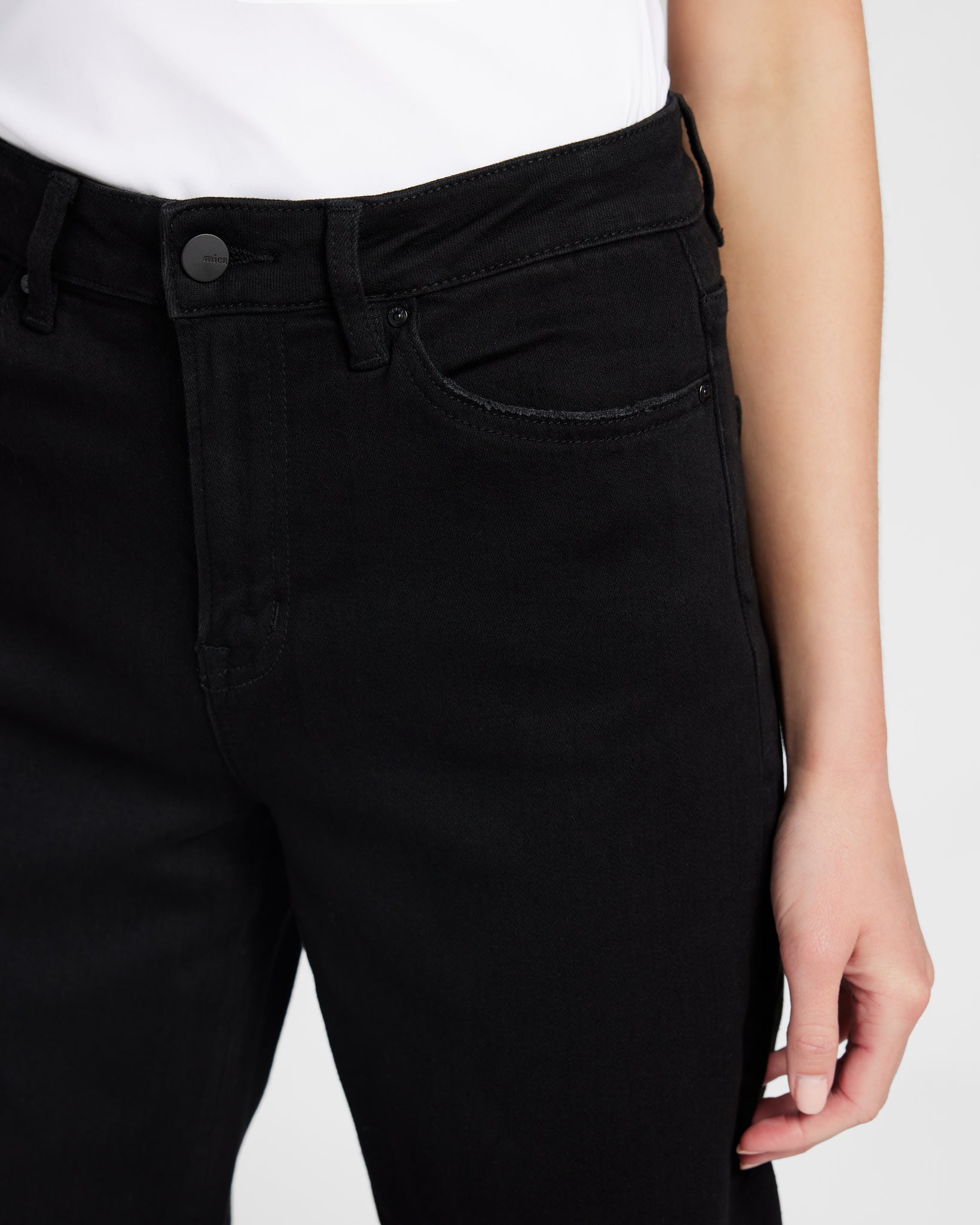 Black Beauty $|& Mica Denim Wide Leg Cropped Jeans - SOF Detail