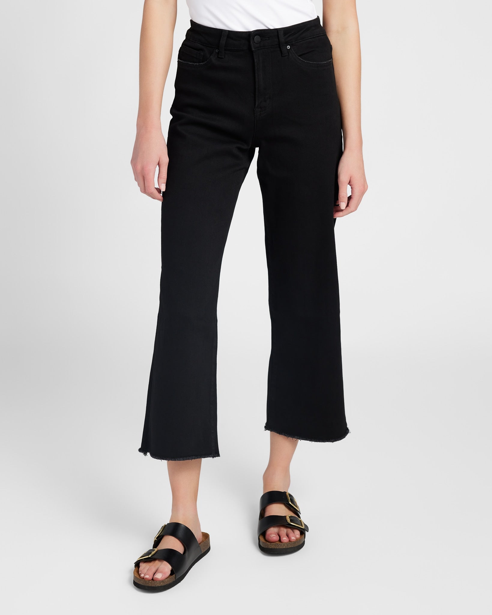 Black Beauty $|& Mica Denim Wide Leg Cropped Jeans - SOF Front