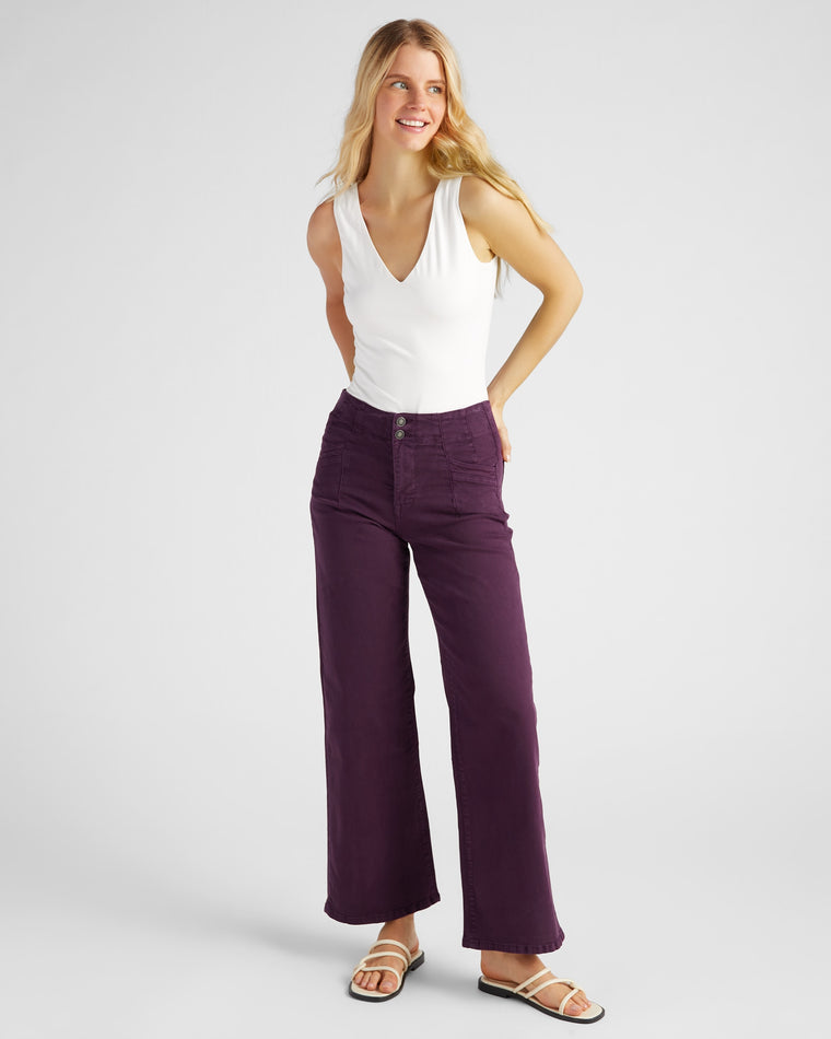 Plum Purple $|& Mica Denim High Rise Wide Leg - SOF Full Front