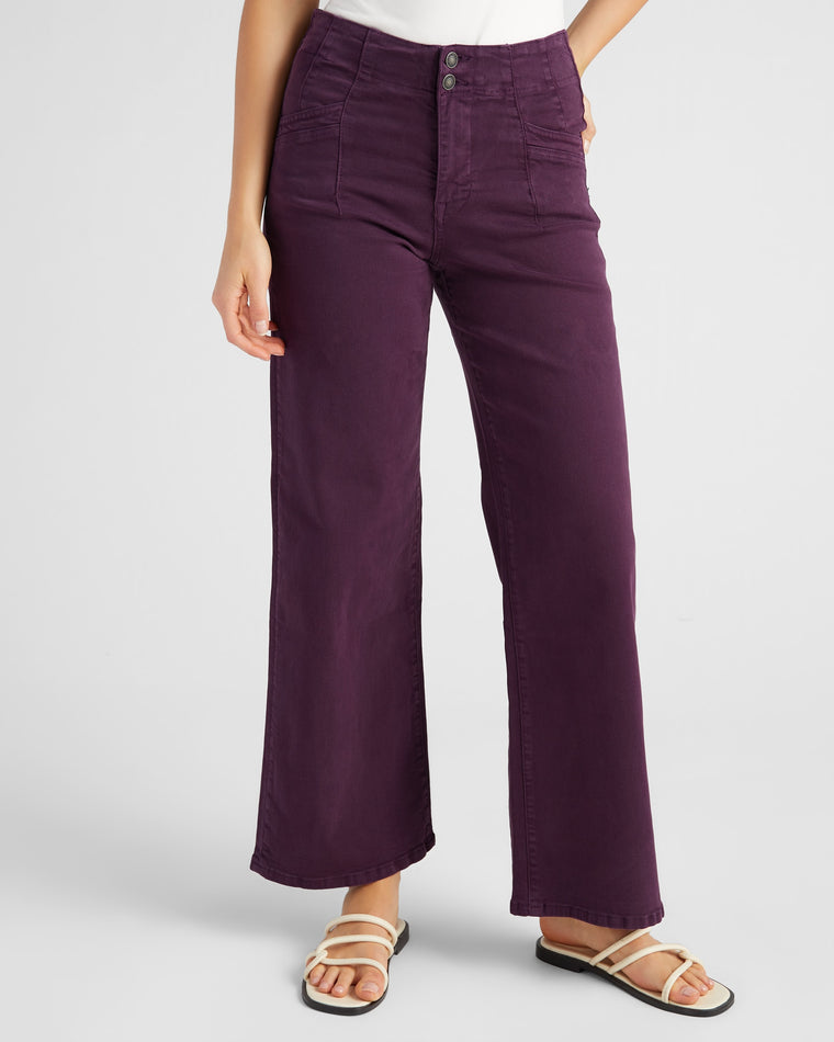 Plum Purple $|& Mica Denim High Rise Wide Leg - SOF Front