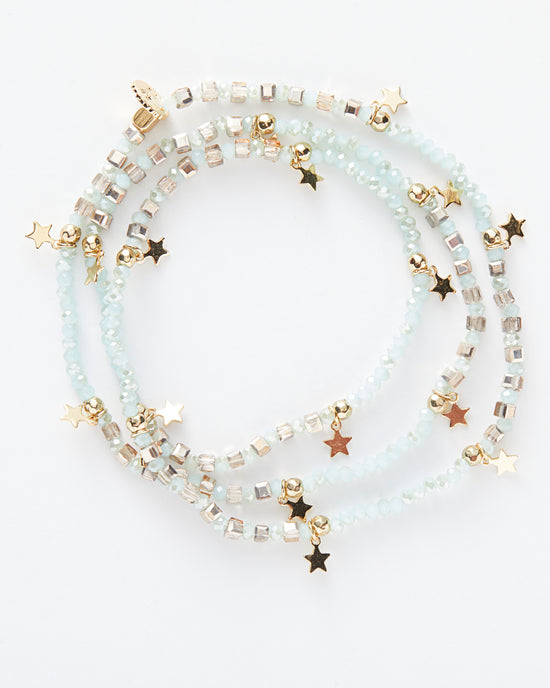 Gold/Mint Multi $|& Marlyn Schiff Mini Star Stretch Wrap Bracelet - Hanger Detail