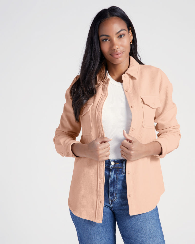 Bubble Pink $|& Thread & Supply Brylee Shirt Jacket - SOF Front