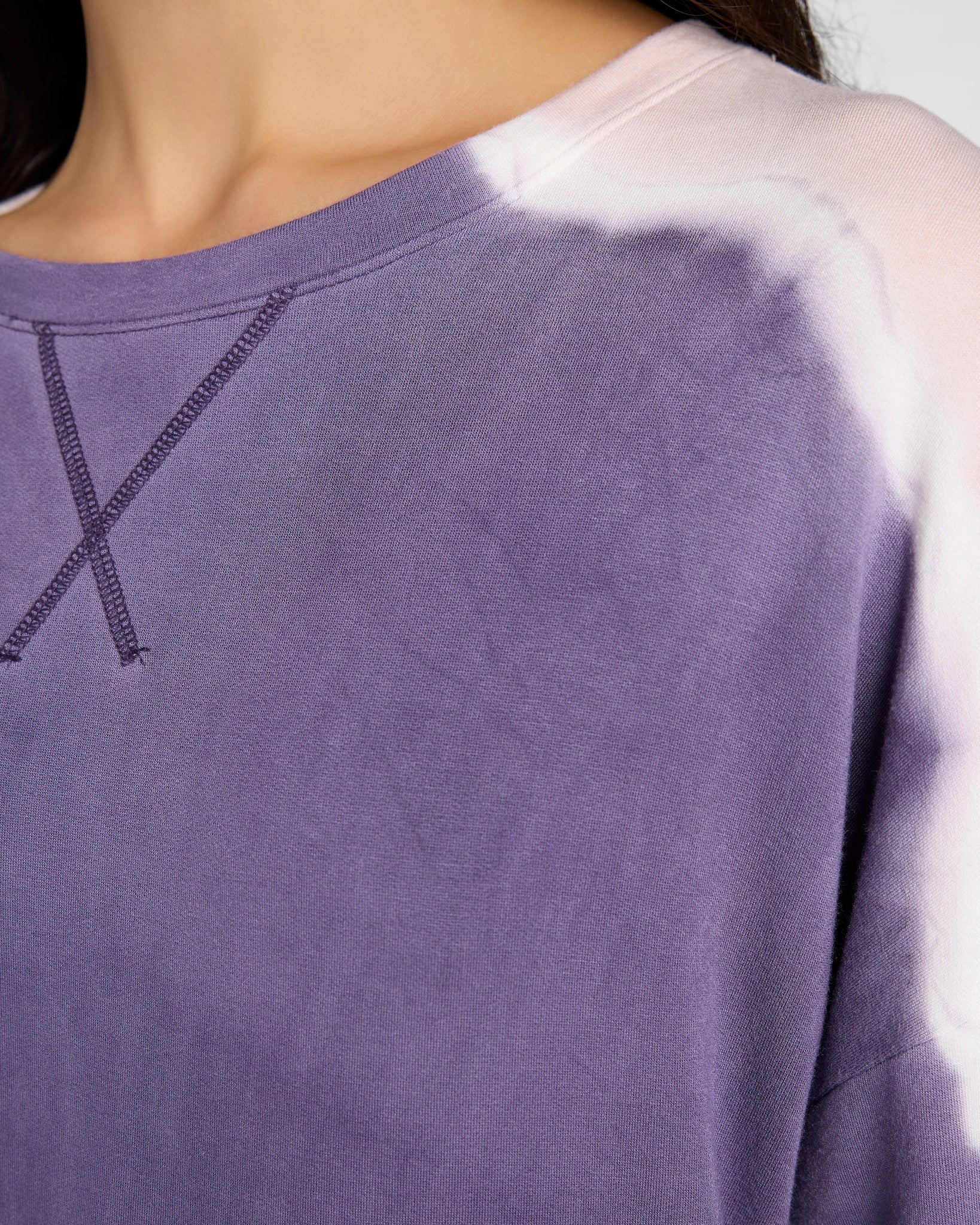 Purple Sage Racing Stripe $|& SEAS Coral Terrace Tie Dye Pocket Crew - SOF Detail