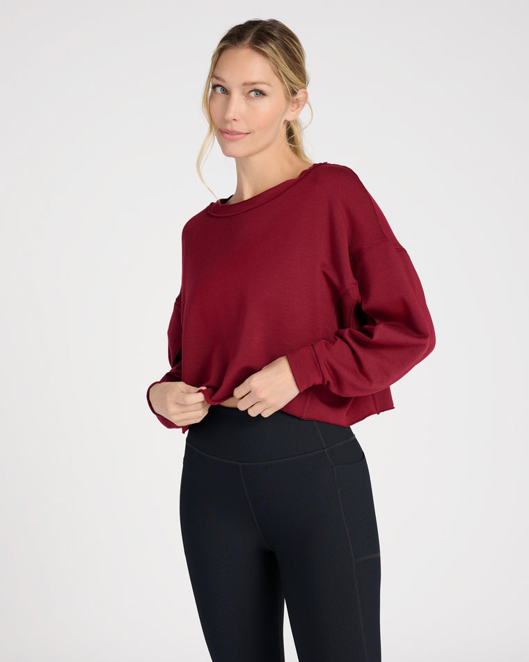 Cabernet $|& Interval Long Sleeve Cropped Pullover - SOF Front