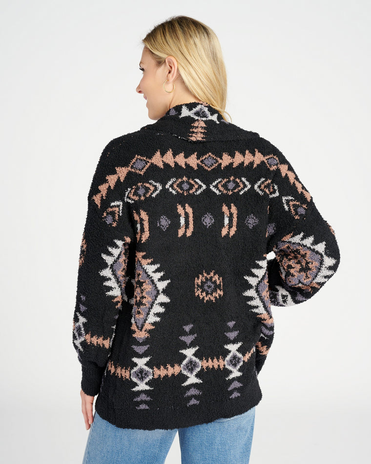 Black $|& By The River Tribal Print Novelty Cardigan - SOF Back
