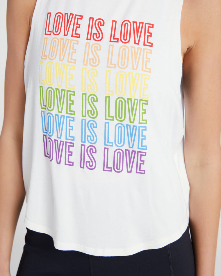 White $|& Interval Graphic Muscle Tank - Love is Love - SOF Detail