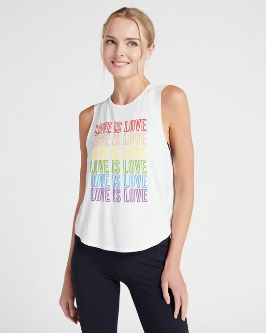 White $|& Interval Graphic Muscle Tank - Love is Love - SOF Front
