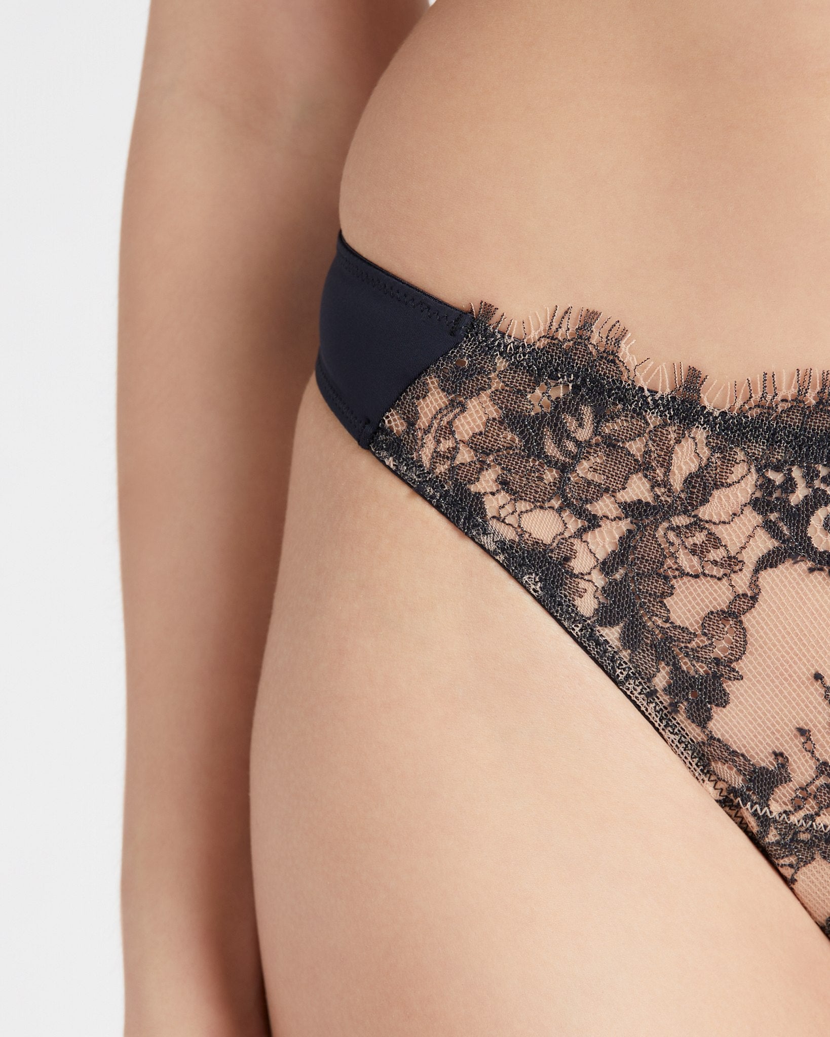 Black/Nylon $|& Skarlett Blue Entice Thong - SOF Detail