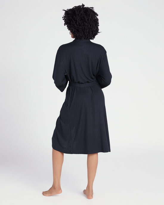 Black $|& Softies Dream Jersey Robe with Shawl Collar - SOF Back