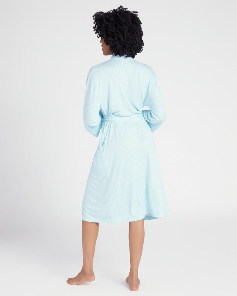 Heather Glacier Blue $|& Softies Dream Jersey Robe with Shawl Collar - SOF Back
