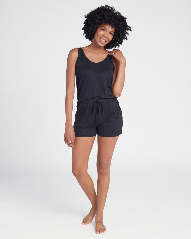Black $|& Softies Dream Tank Top with Shorts Lounge Set - SOF Front
