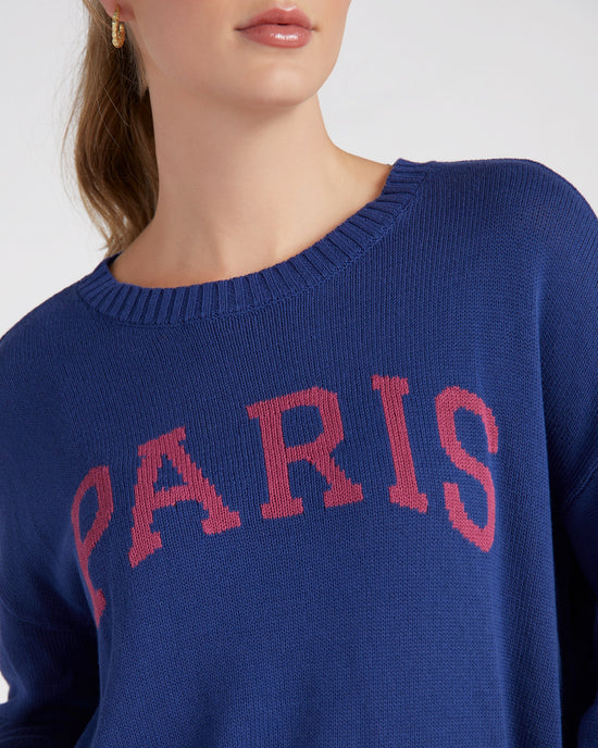 Space Blue $|& Z Supply Sienna Paris Sweater - SOF Detail