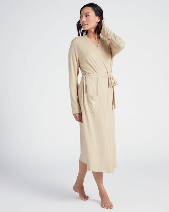 Oatmeal $|& 78 & Sunny Hacci Lounge Robe - SOF Front