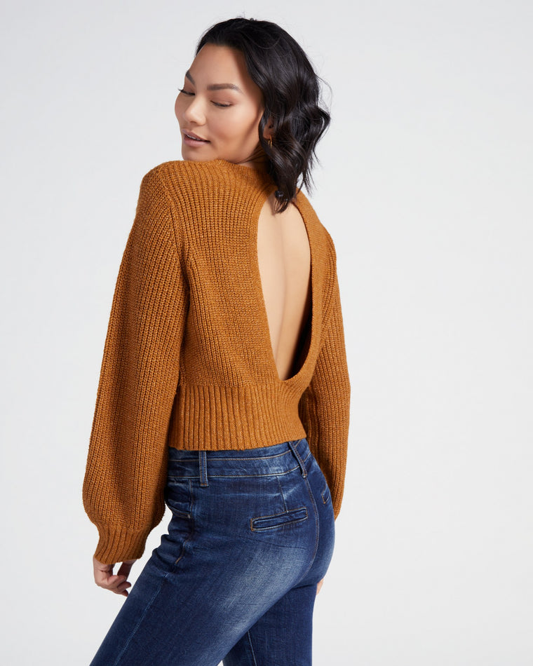 Mustard $|& Cozy CO Ribbed Knit Open Back Pullover - SOF Back