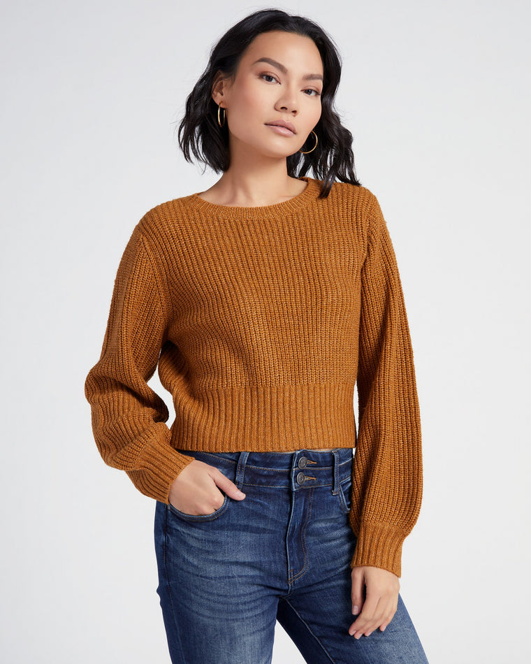 Mustard $|& Cozy CO Ribbed Knit Open Back Pullover - SOF Front